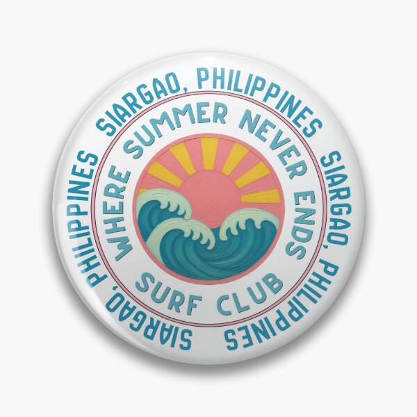 Item preview, Siargao Philippines Surf Club Retro Sunset Wave Badge designed and sold by DonnaRaine.