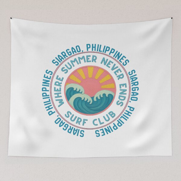 Item preview, Siargao Philippines Surf Club Retro Sunset Wave Badge designed and sold by DonnaRaine.