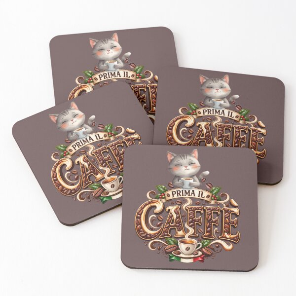 Item preview, Prima il Caffè – Cute Cat Coffee Lover Italian Design designed and sold by The Kawaii Forge.