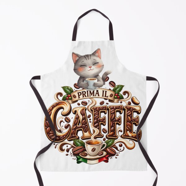 Item preview, Prima il Caffè – Cute Cat Coffee Lover Italian Design designed and sold by MindForgeDesign.