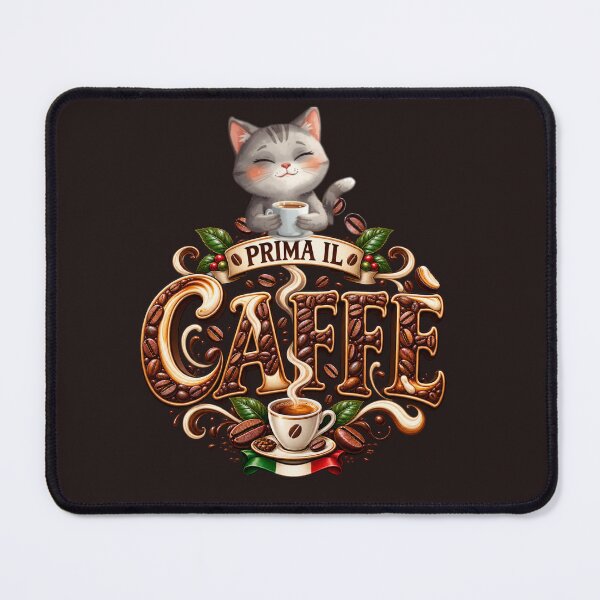 Item preview, Prima il Caffè – Cute Cat Coffee Lover Italian Design designed and sold by MindForgeDesign.