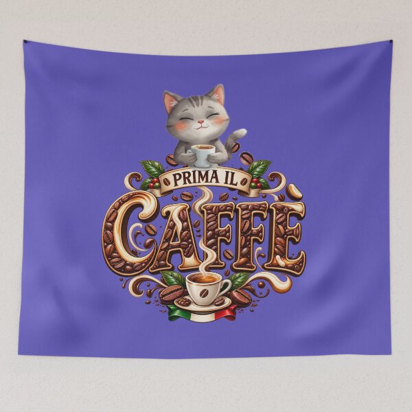 Item preview, Prima il Caffè – Cute Cat Coffee Lover Italian Design designed and sold by MindForgeDesign.