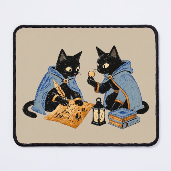 Item preview, Medieval Black Cats Fantasy Map Vintage Art designed and sold by ZOHRR.