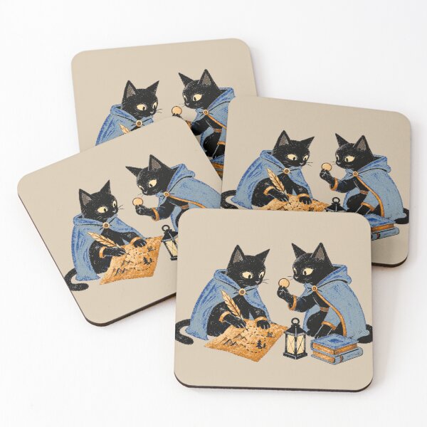 Item preview, Medieval Black Cats Fantasy Map Vintage Art designed and sold by ZOHRR.