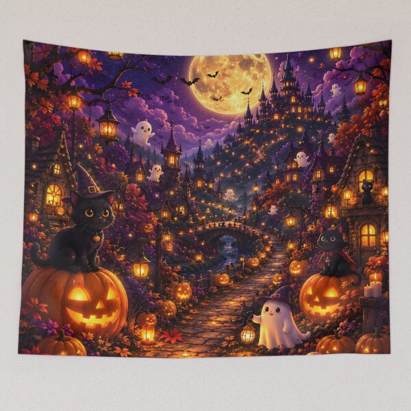 Item preview, Moonlit Halloween Village Fantasy designed and sold by Herodestroyer.