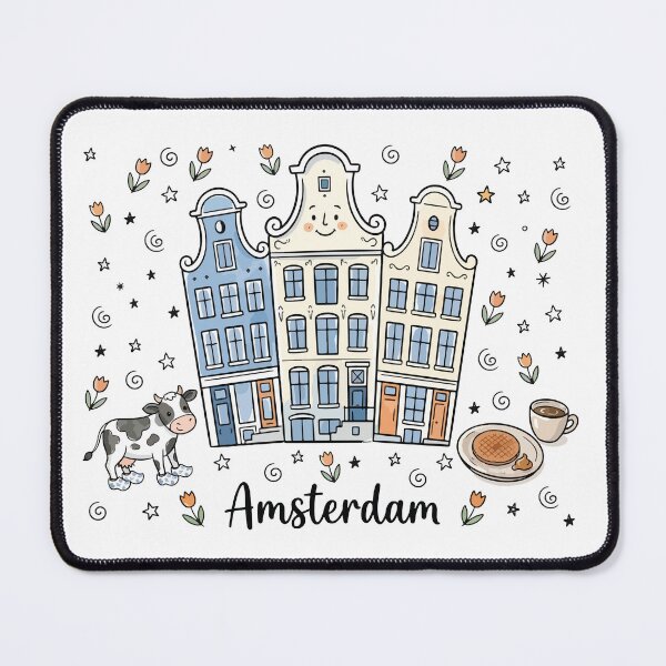 Item preview, Cute Canal Houses Amsterdam Doodle Art designed and sold by RamyGallery.