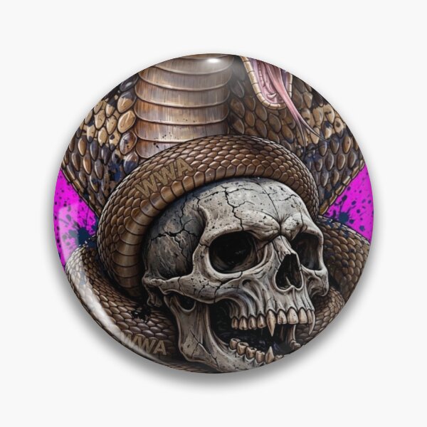 Item preview, Cobra King Brown Viper and Skull Tattoo Style Artwork designed and sold by WeirdWheeledArt.