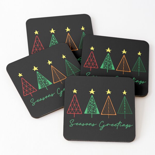 Item preview, Seasons Greetings Minimalist Christmas Trees in color outline designed and sold by FaeryNuff.