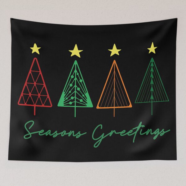 Item preview, Seasons Greetings Minimalist Christmas Trees in color outline designed and sold by FaeryNuff.