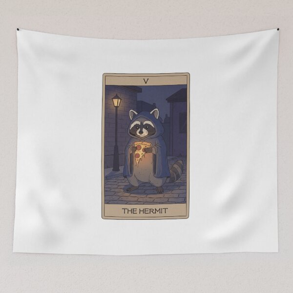 Item preview, The Hermit - Raccoons Tarot designed and sold by FestivityFinds.