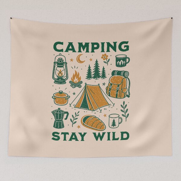Item preview, Camping Stay Wild Retro Vintage Outdoors Illustration designed and sold by NosandEdgy.
