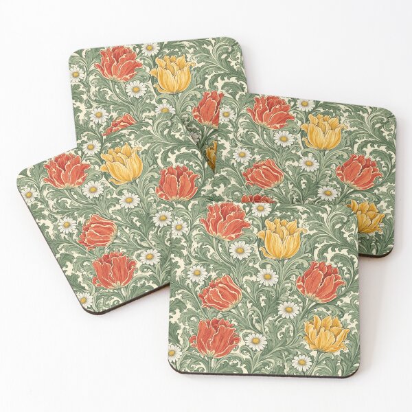 Item preview, William Morris Style Tulip Camomile Bright Botanical designed and sold by JIGUWORLD.