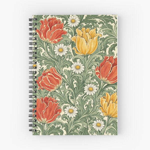 Item preview, William Morris Style Tulip Camomile Bright Botanical designed and sold by JIGUWORLD.