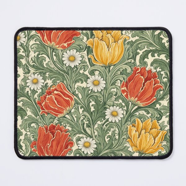 Item preview, William Morris Style Tulip Camomile Bright Botanical designed and sold by JIGUWORLD.