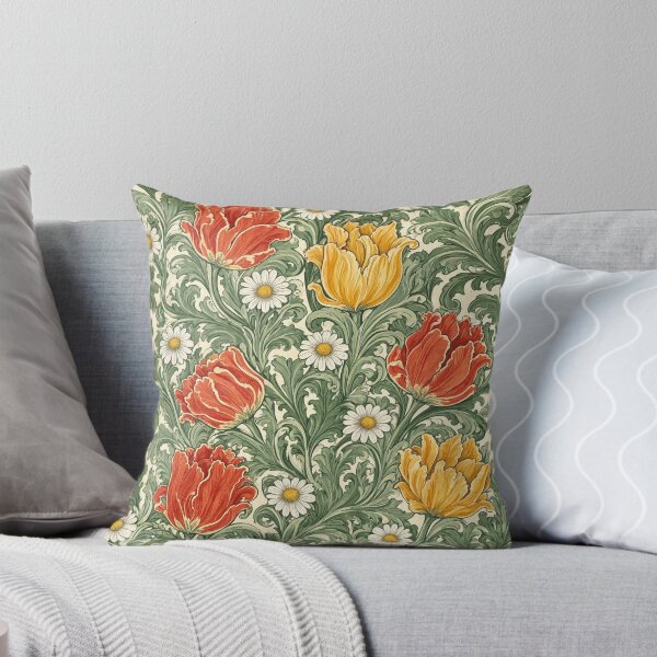 Item preview, William Morris Style Tulip Camomile Bright Botanical designed and sold by JIGUWORLD.