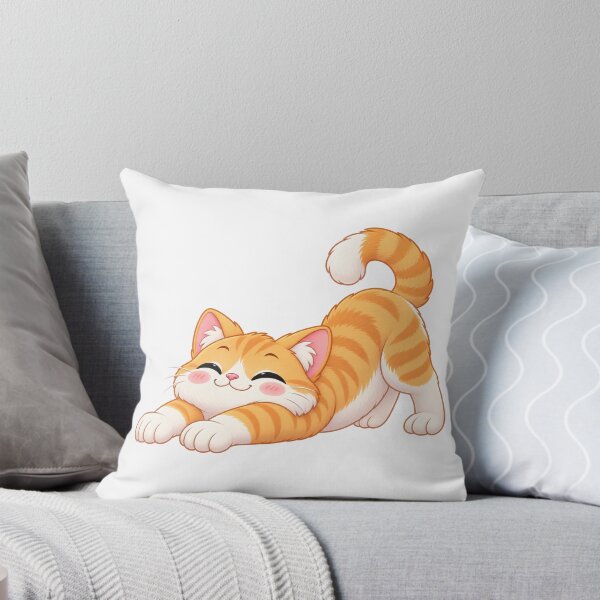 Item preview, Cute Orange Cat Stretching with Happy Expression zanmf designed and sold by zan-mf.
