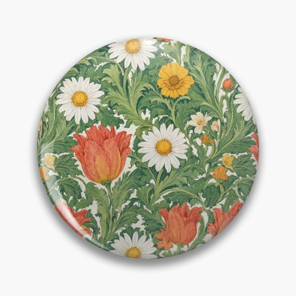 Item preview, William Morris Style Tulip Camomile Bright Botanical  designed and sold by JIGUWORLD.