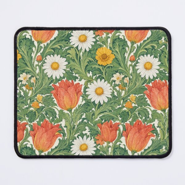 Item preview, William Morris Style Tulip Camomile Bright Botanical designed and sold by JIGUWORLD.
