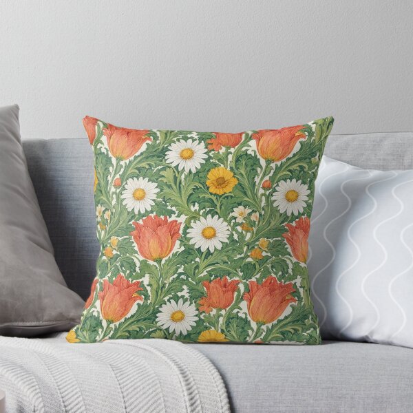 Item preview, William Morris Style Tulip Camomile Bright Botanical  designed and sold by JIGUWORLD.