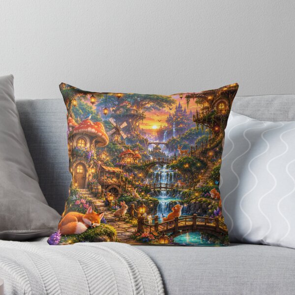 Item preview, Enchanted Mushroom Village With Sleeping Fox designed and sold by Herodestroyer.