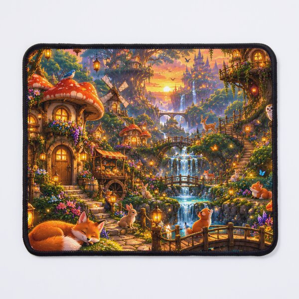 Item preview, Enchanted Mushroom Village With Sleeping Fox designed and sold by Herodestroyer.