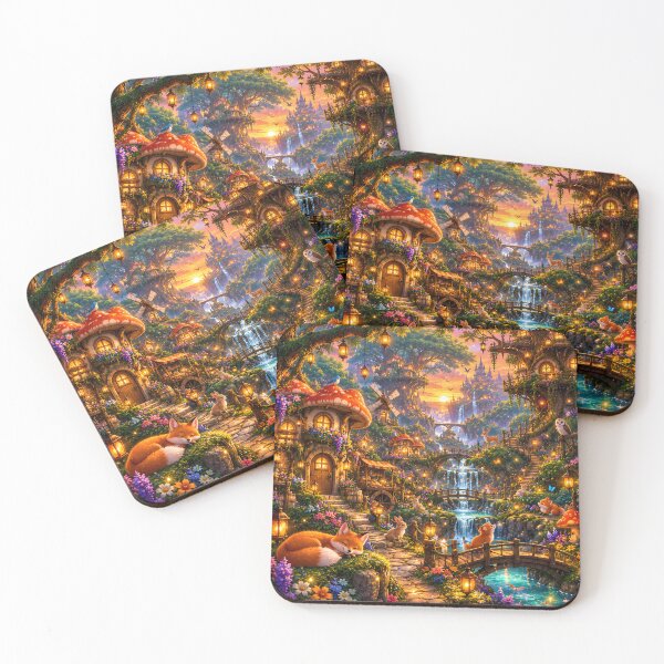 Item preview, Enchanted Mushroom Village With Sleeping Fox designed and sold by Herodestroyer.