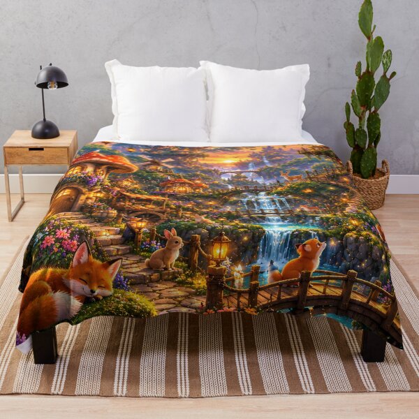 Item preview, Enchanted Mushroom Village With Sleeping Fox designed and sold by Herodestroyer.