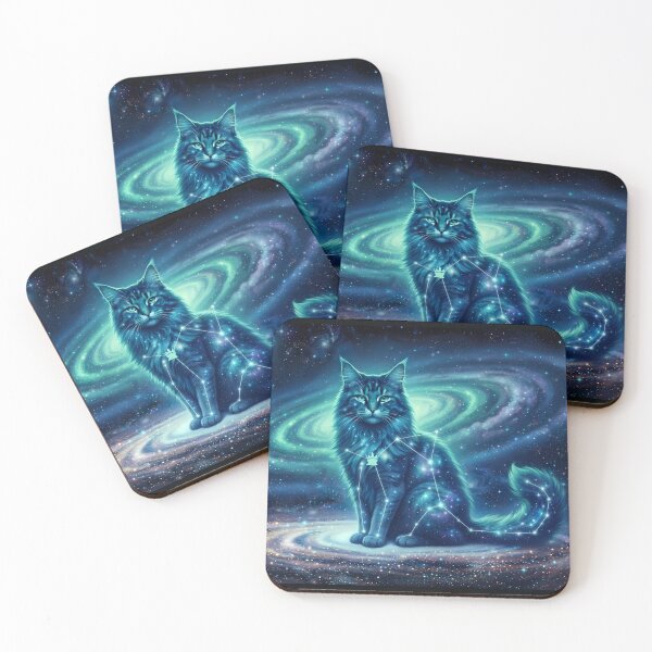 Item preview, Cosmic Norwegian Forest Cat: Aurora Guardian & Northern Star Spirit designed and sold by SOOstudio73.