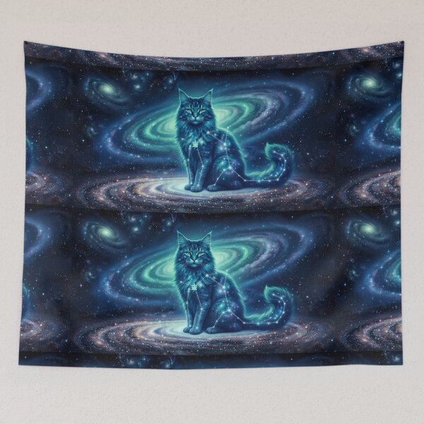 Item preview, Cosmic Norwegian Forest Cat: Aurora Guardian & Northern Star Spirit designed and sold by SOOstudio73.