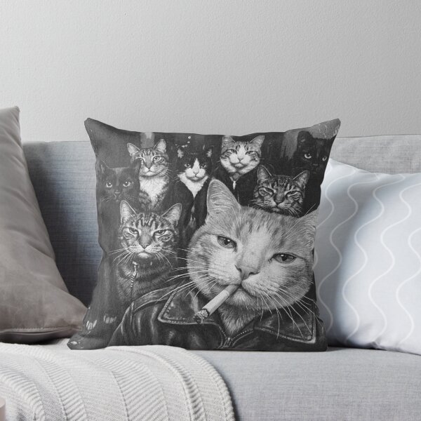 Item preview, Funny Gangster Cat Grayscale designed and sold by aponwao.