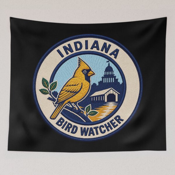 Item preview, Indiana Northern Cardinal Bird Watcher Vintage Patch designed and sold by The-Drip-Studio.