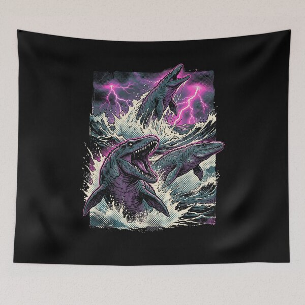Item preview, Prehistoric Mosasaur Sea Monster Lightning Storm designed and sold by snowry.