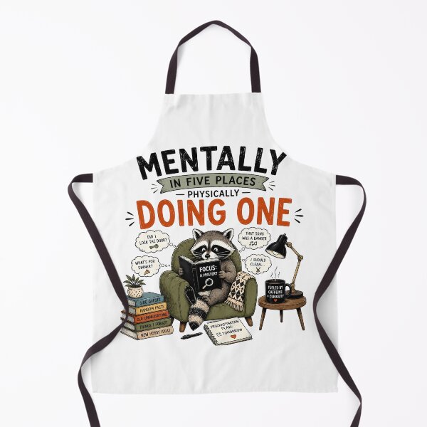 Item preview, ADHD Mentally In Five Places Physically Doing One Raccoon Neurodivergent Humor Quote designed and sold by Marti’s Shop Corner.