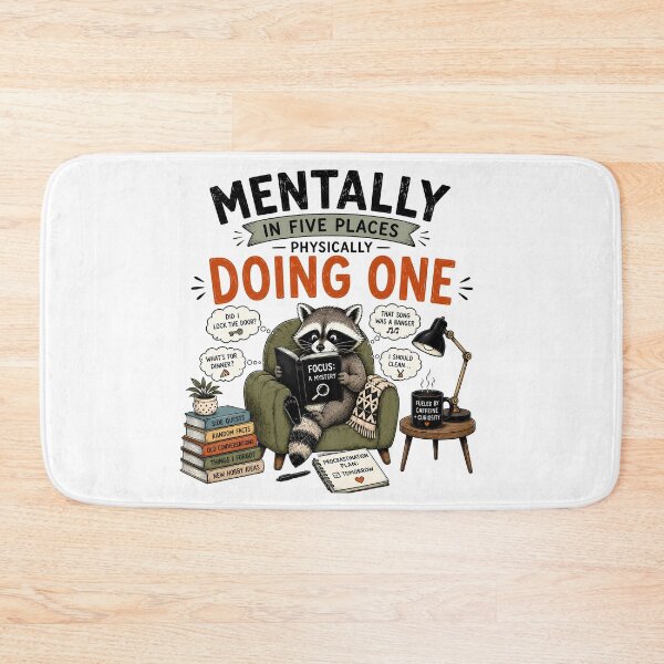 Item preview, ADHD Mentally In Five Places Physically Doing One Raccoon Neurodivergent Humor Quote designed and sold by Marti’s Shop Corner.