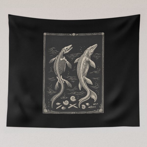 Item preview, Mosasaur Skeleton and Marine Reptile Fossil Art designed and sold by snowry.