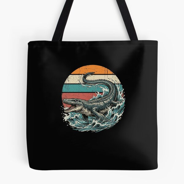 Item preview, Vintage Mosasaur Dinosaur Ocean Waves Retro Sunset designed and sold by snowry.