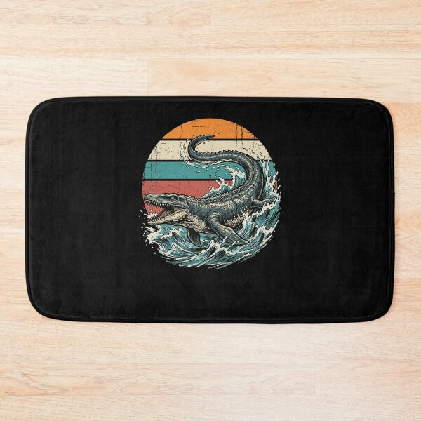 Item preview, Vintage Mosasaur Dinosaur Ocean Waves Retro Sunset designed and sold by snowry.