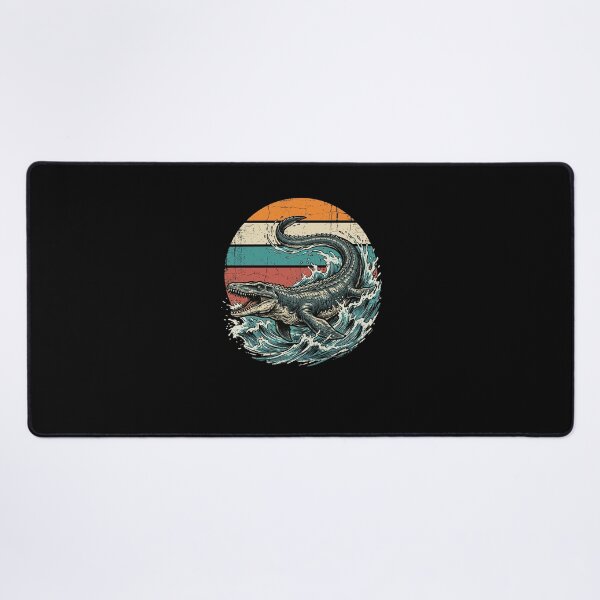 Item preview, Vintage Mosasaur Dinosaur Ocean Waves Retro Sunset designed and sold by snowry.