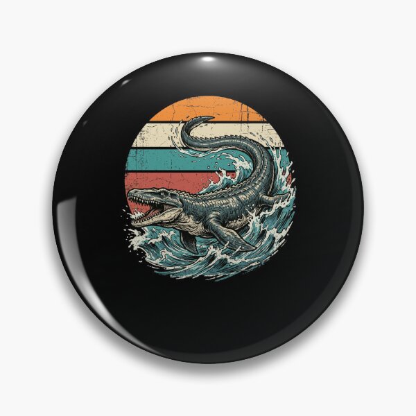 Item preview, Vintage Mosasaur Dinosaur Ocean Waves Retro Sunset designed and sold by snowry.