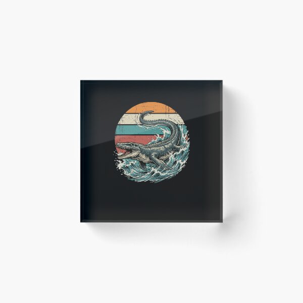 Item preview, Vintage Mosasaur Dinosaur Ocean Waves Retro Sunset designed and sold by snowry.