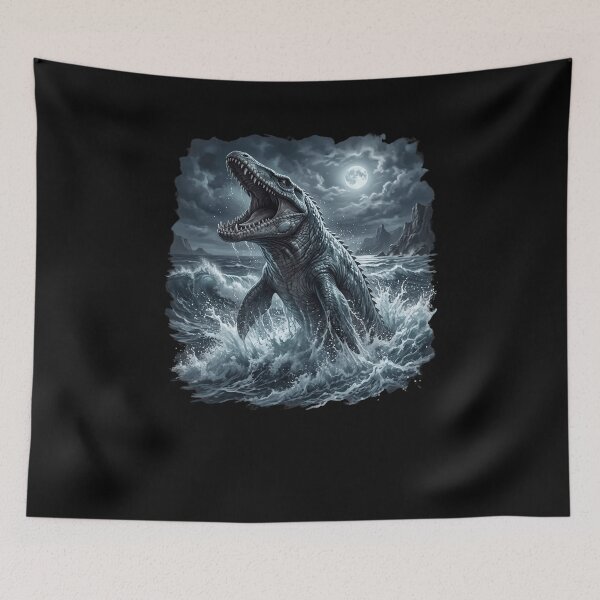 Item preview, Mosasaurus Sea Monster Night Ocean Waves designed and sold by snowry.