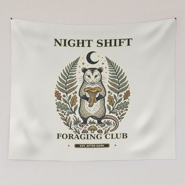 Item preview, Night Shift Foraging Club Opossum designed and sold by Funny meme.