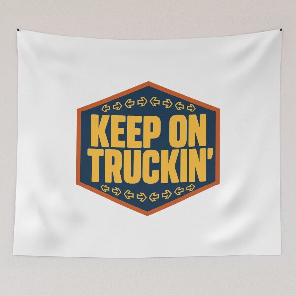 Item preview, Keep On Truckin Retro 70s Hexagon Arrow Badge designed and sold by FestivityFinds.