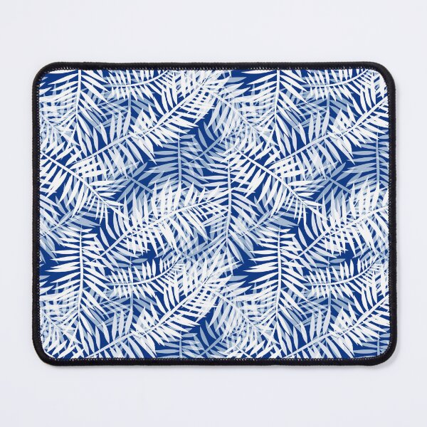 Item preview, Palm leaves white and blue retro tropical pattern designed and sold by fuzzyfox.