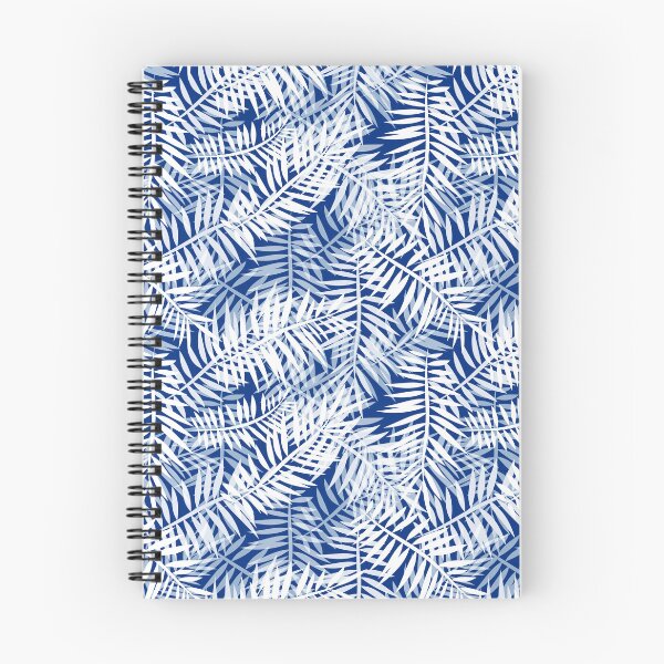 Item preview, Palm leaves white and blue retro tropical pattern designed and sold by fuzzyfox.