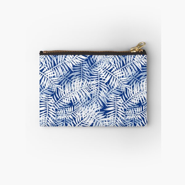 Item preview, Palm leaves white and blue retro tropical pattern designed and sold by fuzzyfox.