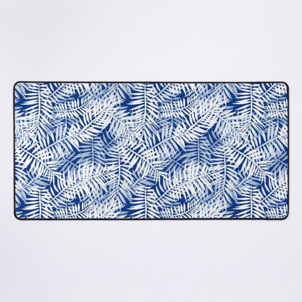 Item preview, Palm leaves white and blue retro tropical pattern designed and sold by fuzzyfox.