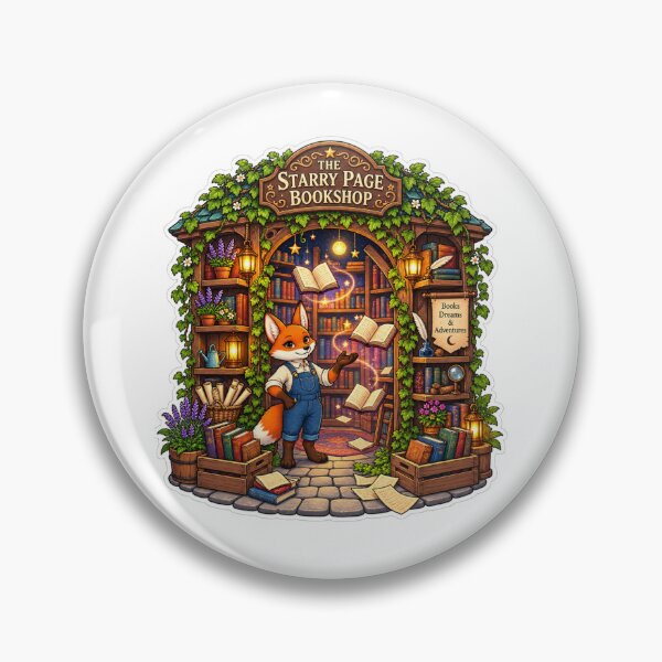 Item preview, The Starry Page Bookshop | Magical Fox Bookseller | Cozy Fantasy Bookshop designed and sold by MrDev.