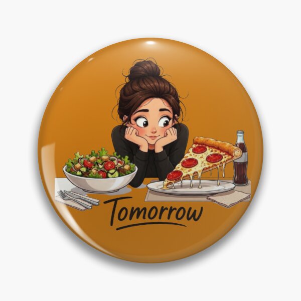 Item preview, Diet Tomorrow Funny Girl Choosing Pizza Over Salad Illustration designed and sold by Northern Glow Art.