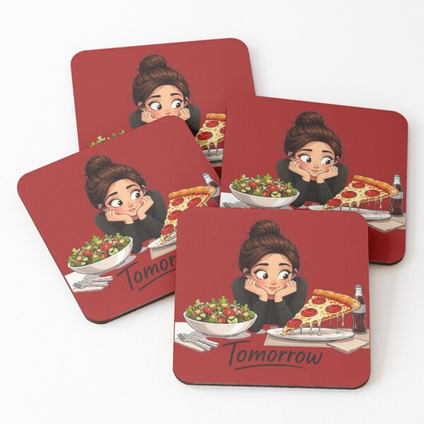 Item preview, Diet Tomorrow Funny Girl Choosing Pizza Over Salad Illustration designed and sold by Northern Glow Art.